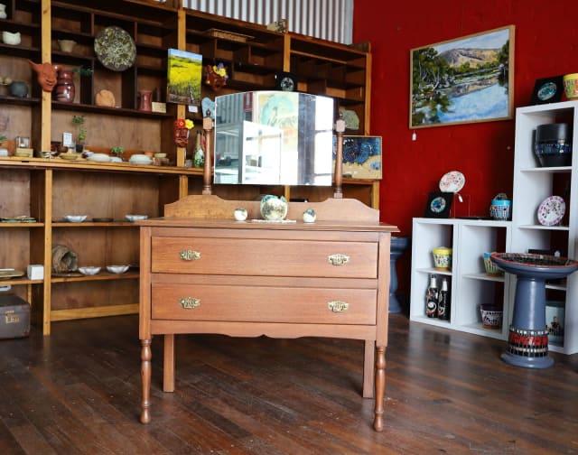 Vintage Dresser With Mirror & Turned Legs Flour Mill Emporium York