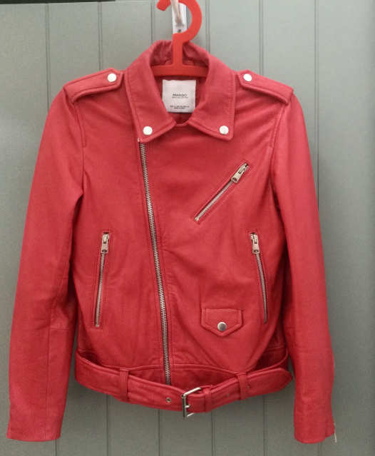 Designer MANGO Genuine Leather Red Jacket US XS Jackets & Coats in
