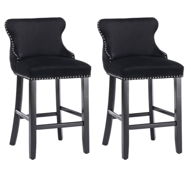 2x Velvet Upholstered Button Tufted Bar Stools Stools & Bar stools