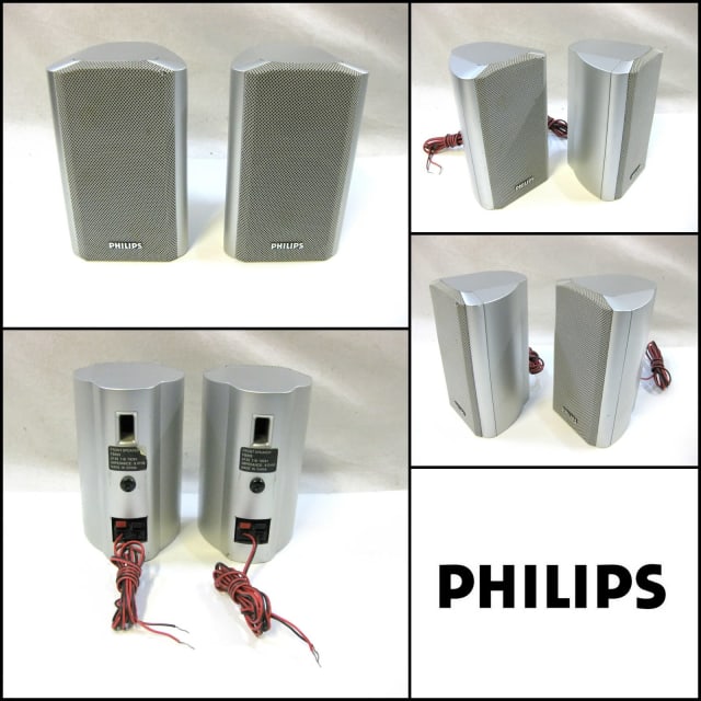 PHILIPS FB900 Bookshelf Speakers with Speaker Wire Cables (50W 8 Ohms