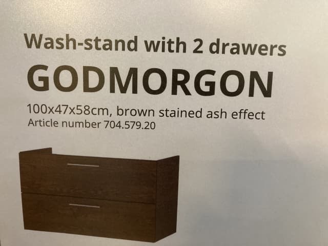 IKEA Godmorgon brown stained ash effect 100cm vanity - BRAND NEW ...