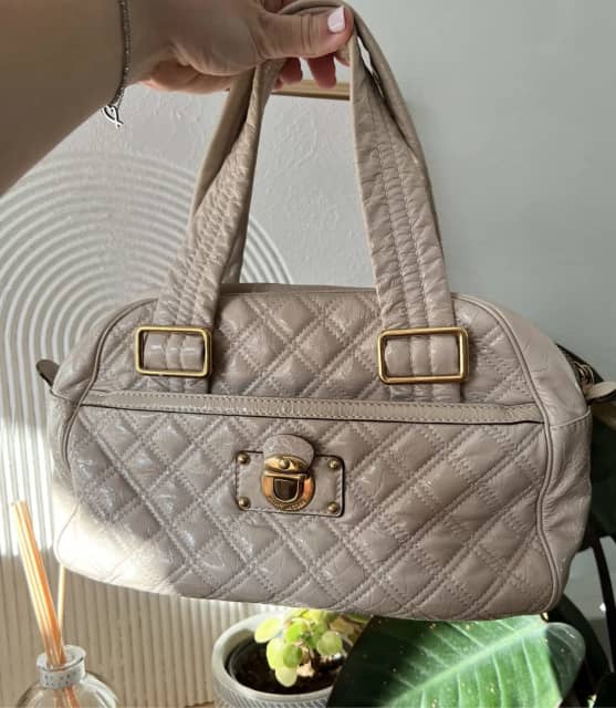 Marc Jacobs Quilted Ursula Bowler bag Beige Patent Leather Designer