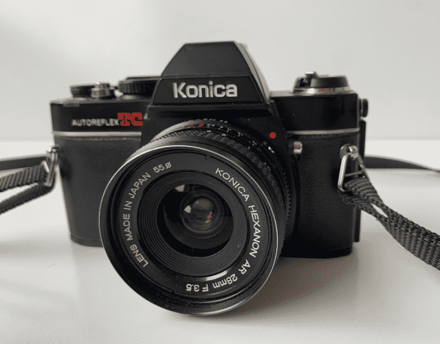 Konica Autoreflex TC 35mm Film Camera 50mm F1.4 hexanon and 28mm f3.5