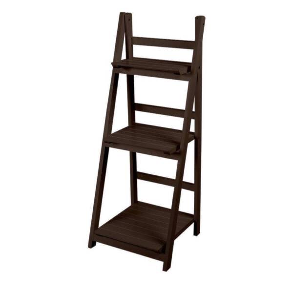 Wooden Ladder Shelf 3 Tier Stand Storage Book Shelves Shelving