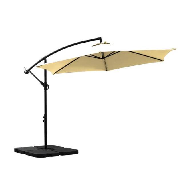 3M Outdoor Umbrella Cantilever Umbrellas Base Stand UV Shade Garden