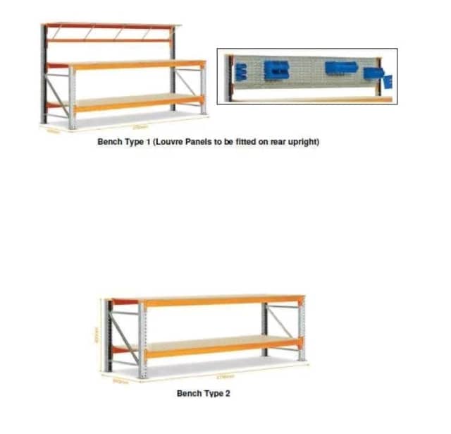 B 9 Colby Pallet Racking Work Bench and Free Slatwall Accessories Tool Storage & Benches