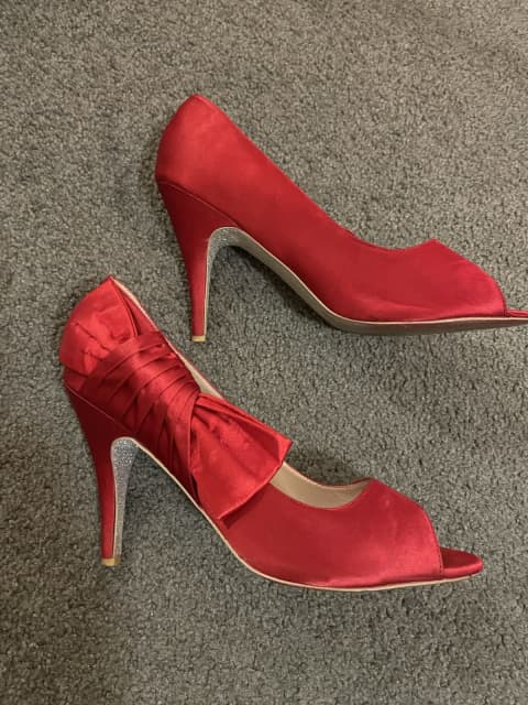Wittner red satin high heels, open toe, size 10 | Women's Shoes ...