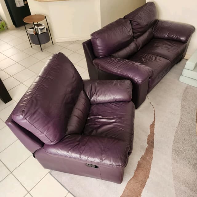Full leather 2 seater couch sofa and 1 seater recliner lazy boy Sofas