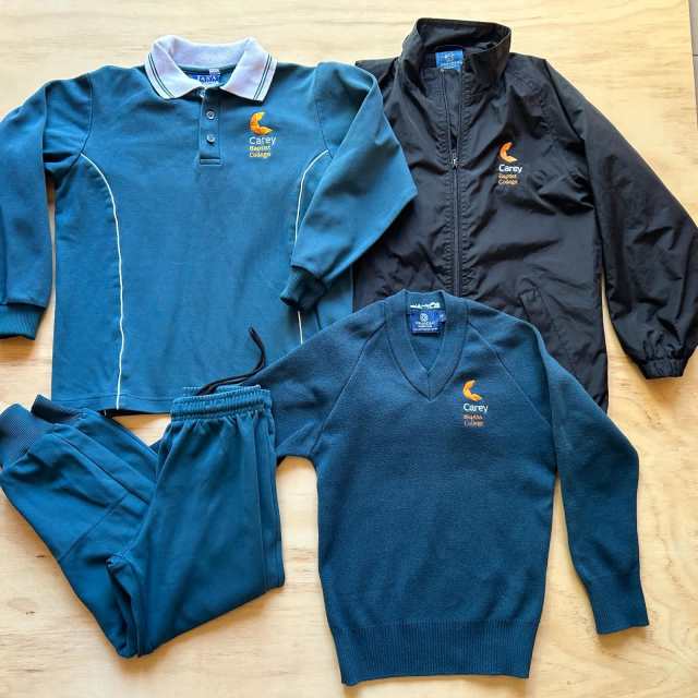 Carey Baptist College school uniforms - jumper, track top and jacket ...