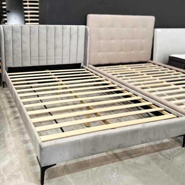 EX DISPLAY SALE! Elegant Herman Grey Velvet Queen Bed Frame Beds in
