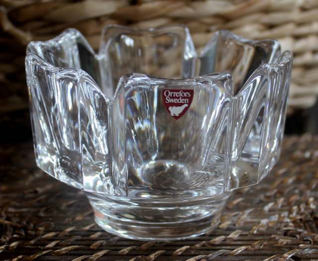 Orrefors Crystal Bowl , Crystal Candle Holder Crystal Candy Dish
