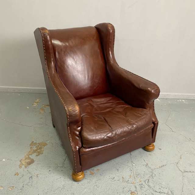 Vintage Leather Studded Armchair Armchairs in East Gosford NSW