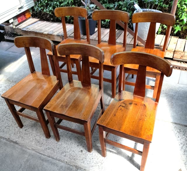 PENDING Early 20th century hardwood school chairs x6 Dining Chairs Gumtree Australia