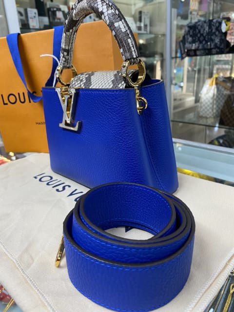Like New Louis Vuitton Capucines Mini Python Blue With Receipt