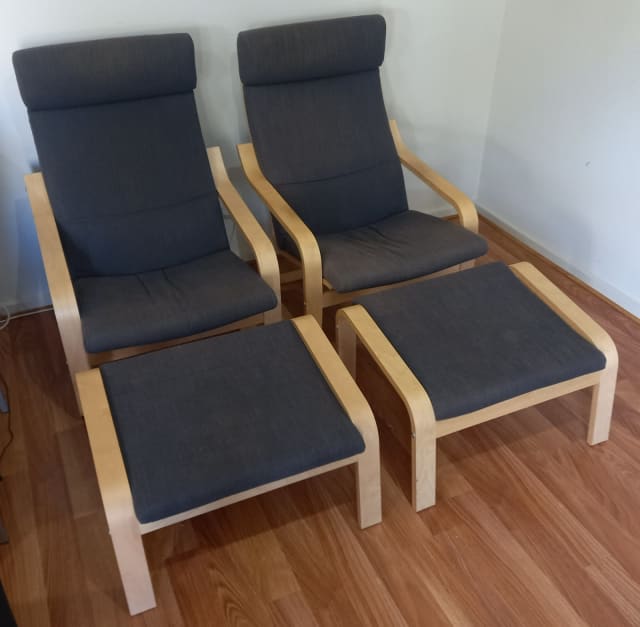 Chairs and footstools Ikea complete x Two Armchairs Gumtree
