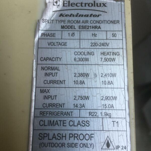 ELECTROLUXKELVINATOR SPLIT AIR CONDITIONER PARTSMODESE21HRA. Air