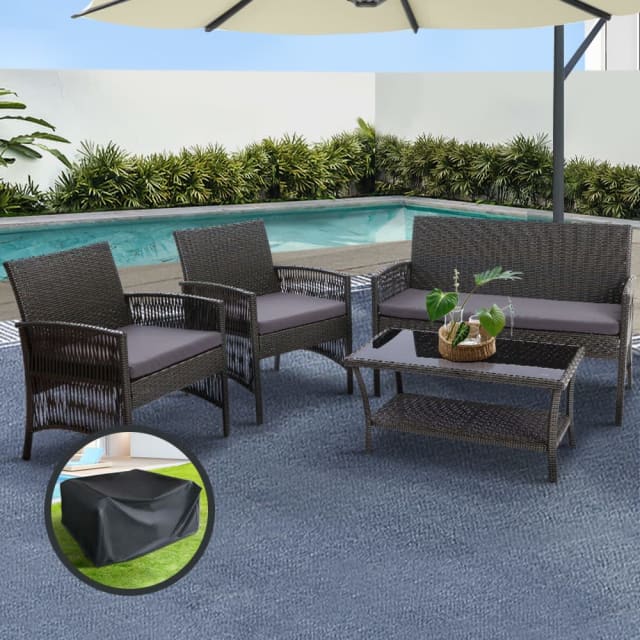 Outdoor Furniture Dining Set Outdoor Lounge Setting Rattan Patio Grey