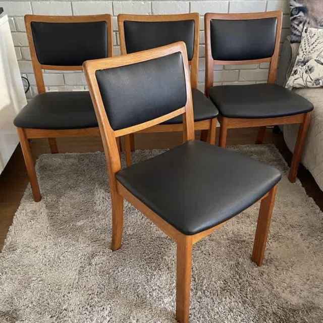 PARKER CHAIRS 4 Vintage Mid Century Dining Set Black Designer ExC