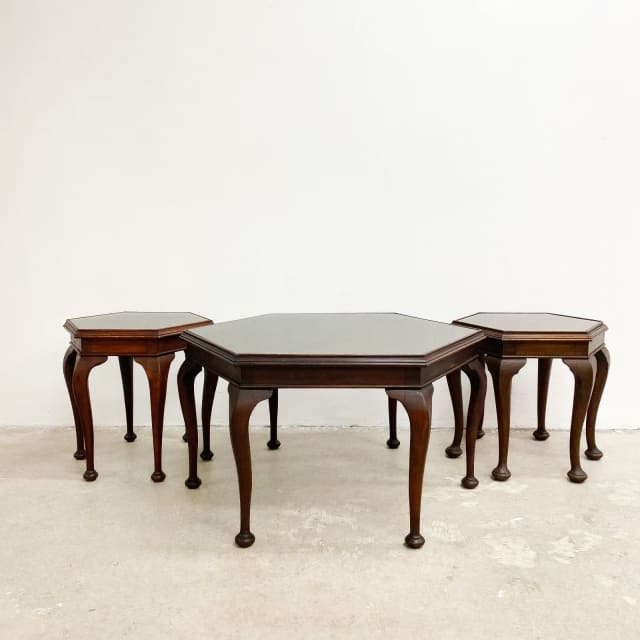 Set Of Three Art Deco Hexagonal Coffee and Side Tables Buffets & Side
