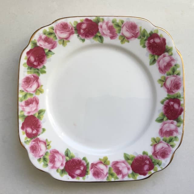 Royal Albert Crown China Old English Rose Square butter plate ...