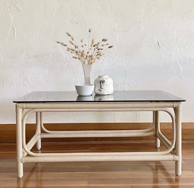 cream glass coffee table