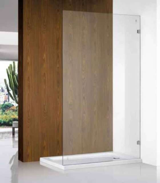 900x2000mm FRAMELESS SHOWER PANEL with BRUSHED NICKEL WALL BRACKETS ...
