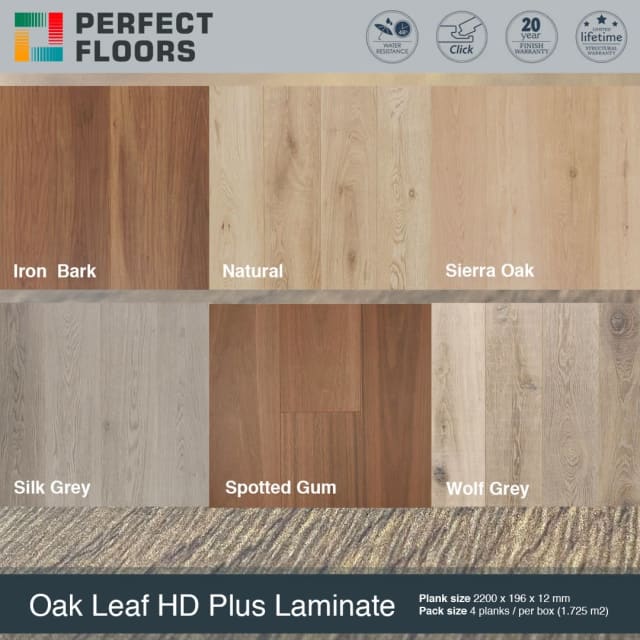 Laminate Flooring, Board Thickness 12mm, Oak Leaf HD range Building Materials in Capalaba QLD