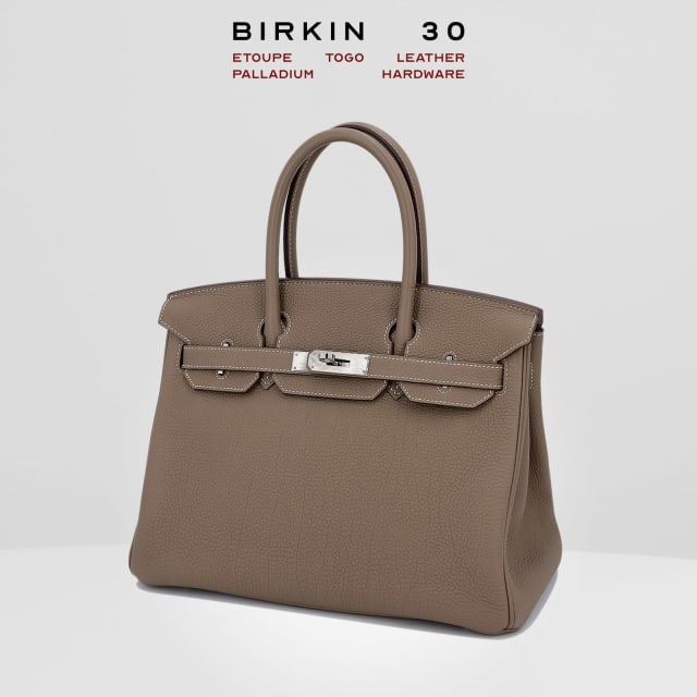 Hermes Birkin 30 Etoupe Togo leather Palladium hardware Bags