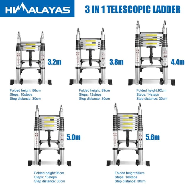 5.6M V Frame Telescopic Folding Aluminium Ladder Extendable Steps With
