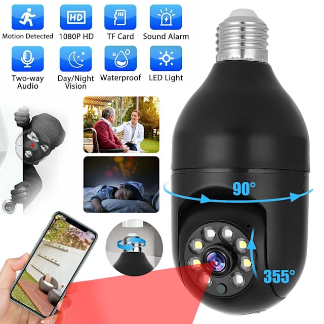 New 1080P Wireless E27 Bulb Camera Smart Security Camera WiFi 360 Pan
