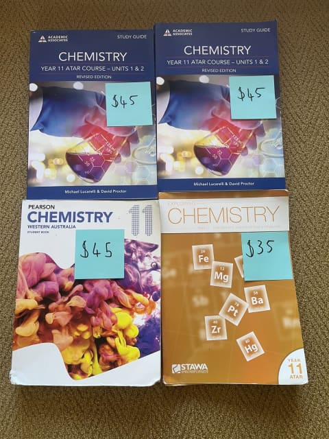 Year 11 ATAR Chemistry textbooks and two identical study guides ...