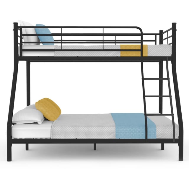 Metal Single over Double Bunk Bed Frame, Dark Matte Grey Beds