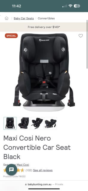 Maxi cosi nero convertible car deals seat black