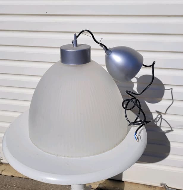 Large Ribbed Glass Hanging Pendant Light Fitting Ceiling Lights