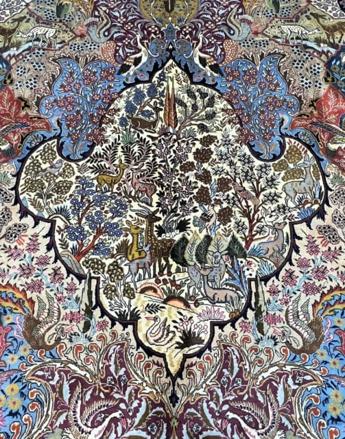 Massive room size garden of paradise handmade Persian Kashmar rug