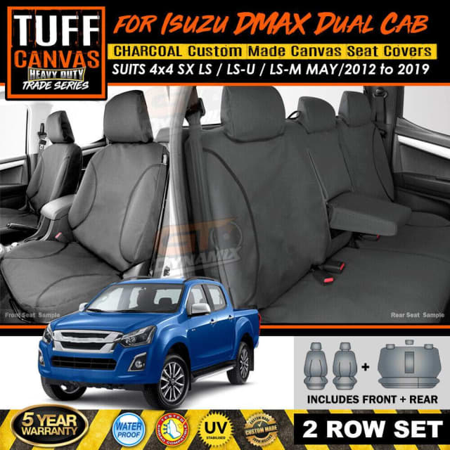 TUFF Canvas TRADE Seat Covers Isuzu DMAX LSU SX 2Rows DMAX CHARC