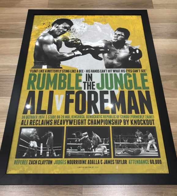 RUMBLE IN THE JUNGLE limited edition boxing framed print. BRAND NEW