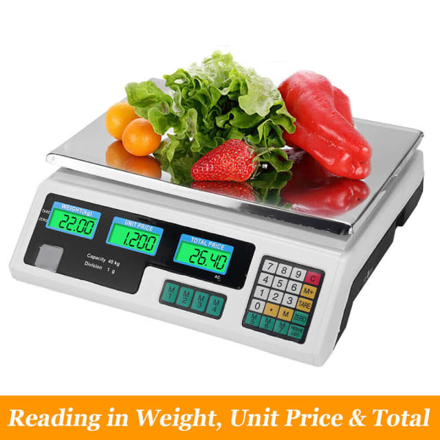 Kitchen Scales 1g - 40kg Commercial Weight Digital Shop Food Scale ...