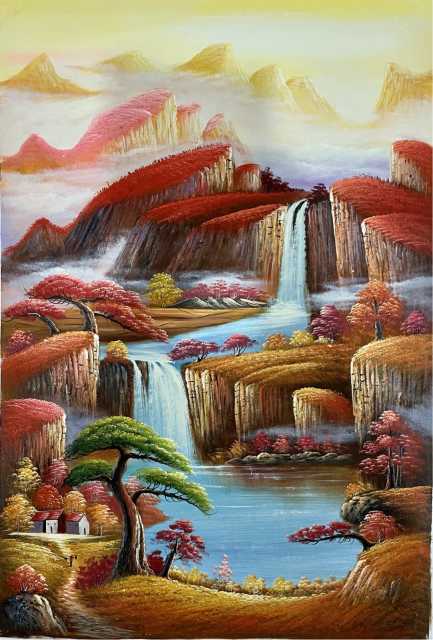 Waterfalls- hand painted oil painting with frame | Art | Gumtree ...