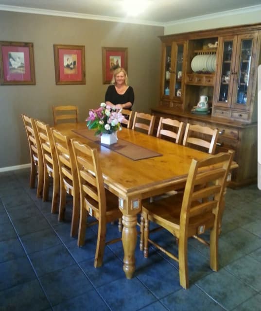 Huge farmhouse style dining table with 10 stable chairs Dining Tables