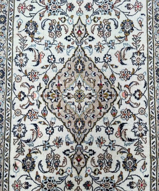 Rare lambs wool traditional handmade Persian Kashan hall runner rug