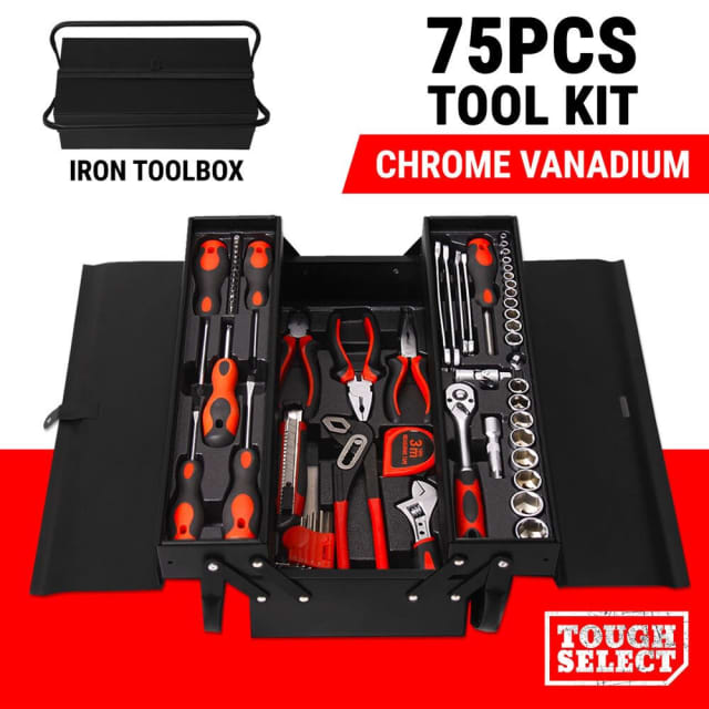 75PCS Tool Kit Set Case Mechanics Box Toolbox Portable Hand DIY Craft