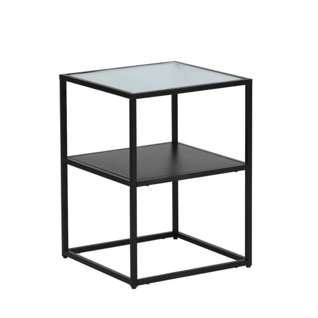 Levede 2Tier Side Table Open Design Steel Home Shelf Safety Glas