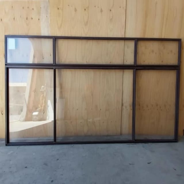 Brown Aluminium Framed Double Sliding Window 1730mm H x 2820mm W