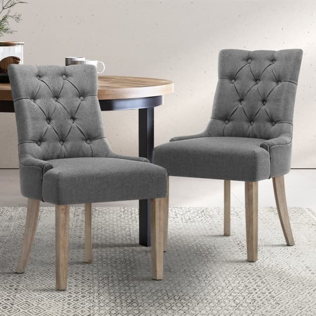 French Provincial Chairs Wooden Fabric Retro Cafe Dining Chairs