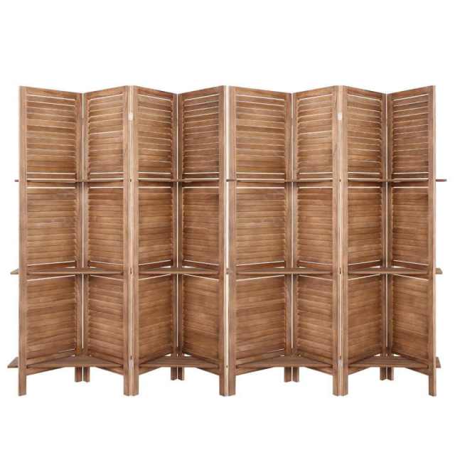 Artiss 8 Panel Room Divider Screen 326x170cm Shelf Oak Bookcases