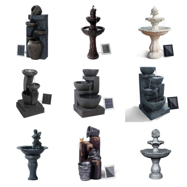 Feature Outdoor Water Fountain Solar Pump Garden Bird Bath Peacock