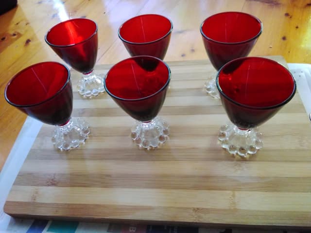 Set of 12 Coloured Drinking Glasses 6 Luminarc Ruby Port 