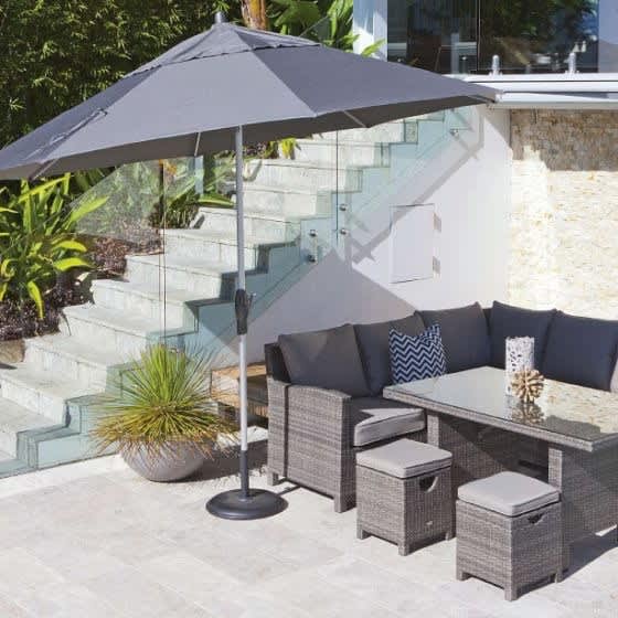 New SHELTA Umbrella 3.3m with 25kg Marquee Concrete Stand Parasols