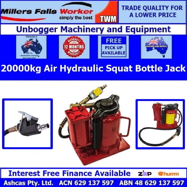 Millers Falls TWM 20000kg Air Hydraulic Squat Bottle Jack